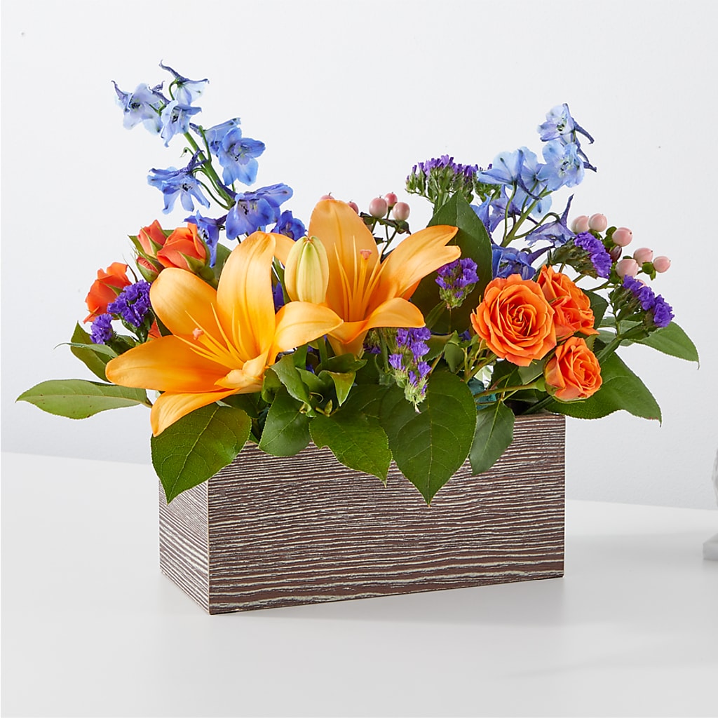 Radiant Citrus Box Bouquet – Cottage Floral Llc, Versailles MO