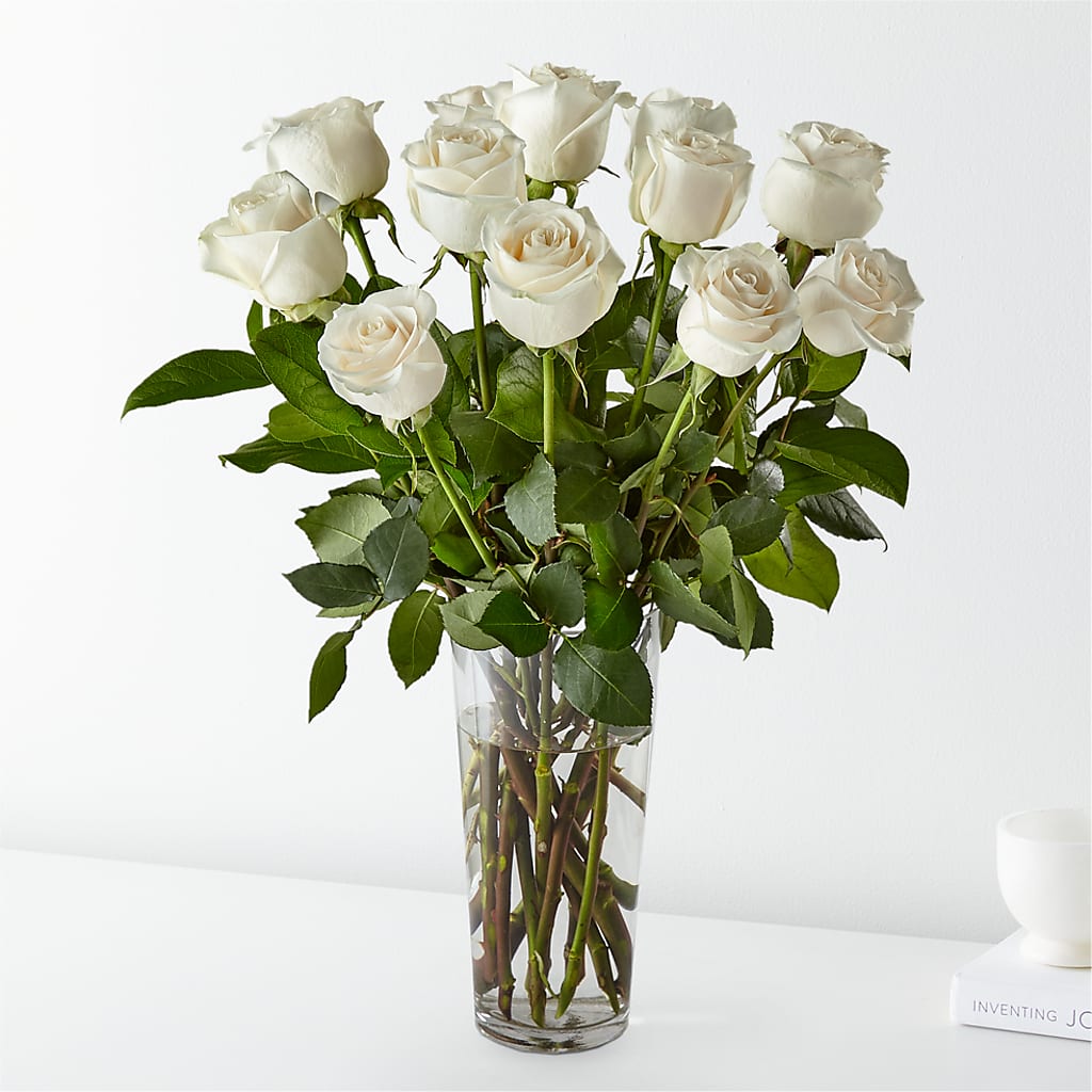 Long Stem White Rose Bouquet – Cottage Floral Llc, Versailles MO