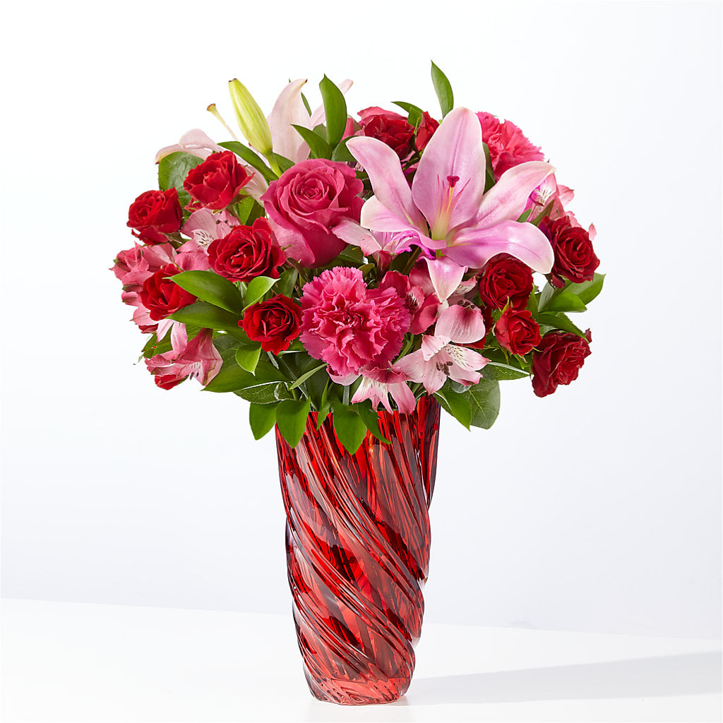 In Love Bouquet with Luxe Swirl Vase – Cottage Floral Llc, Versailles MO