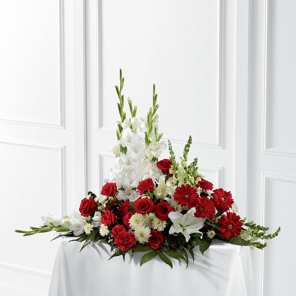 Crimson & White Arrangement – Cottage Floral Llc, Versailles MO