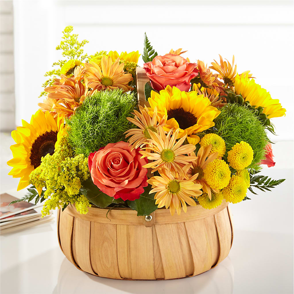 Harvest Sunflower Basket – Cottage Floral Llc, Versailles MO