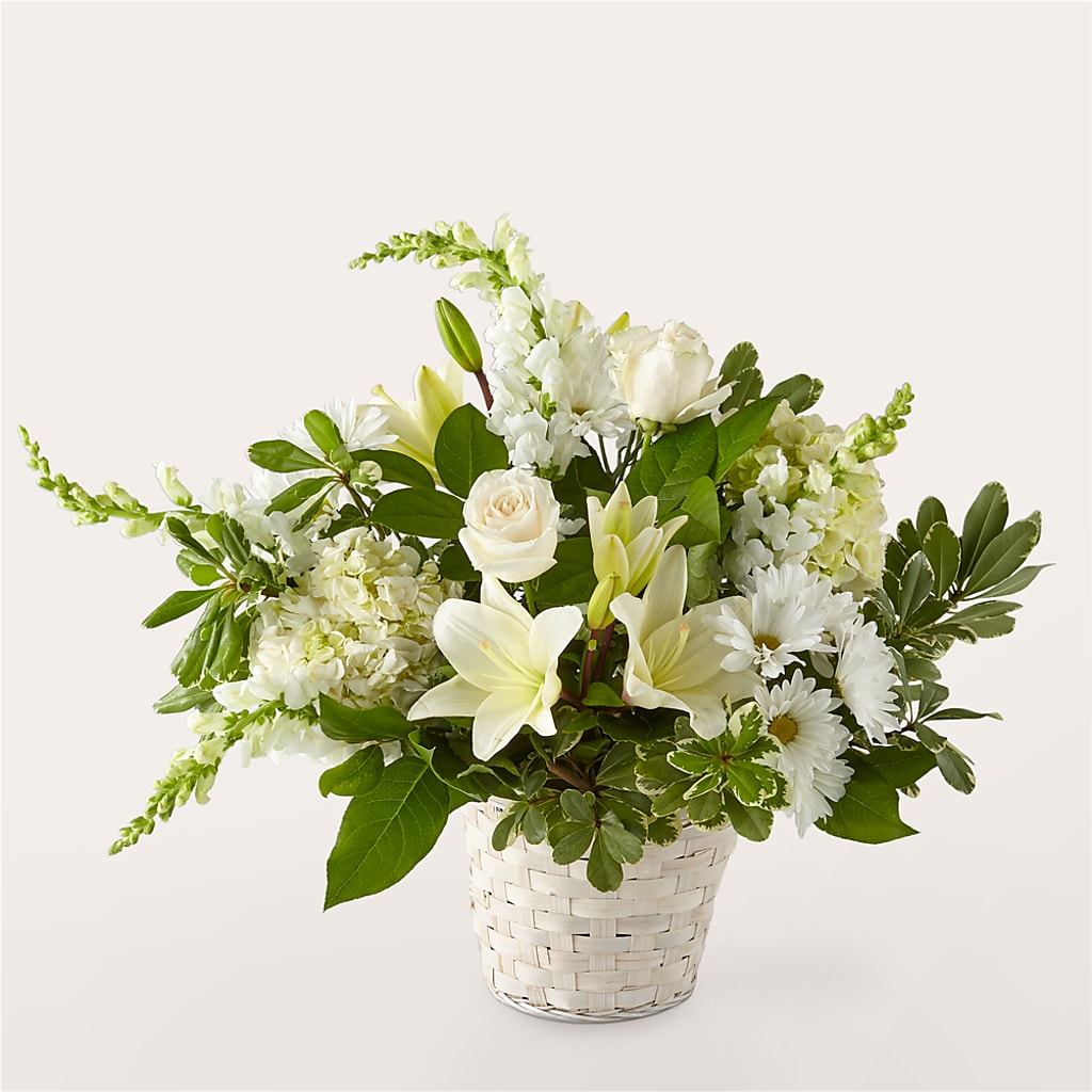 Ivory Elegance Floral Basket – Cottage Floral Llc, Versailles MO