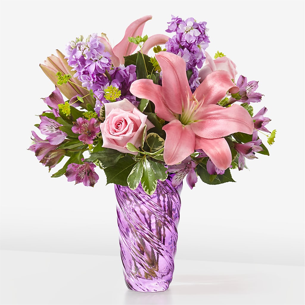 Precious Petals Bouquet with Luxe Swirl Vase – Cottage Floral Llc, Versailles MO
