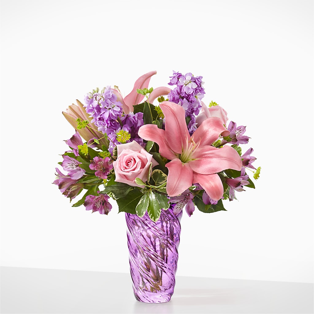 Precious Petals Bouquet with Luxe Swirl Vase – Cottage Floral Llc, Versailles MO