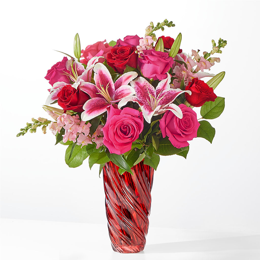 Always You Bouquet with Luxe Swirl Vase – Cottage Floral Llc, Versailles MO