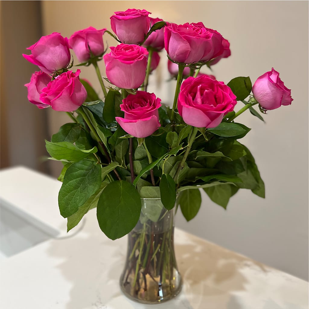 Long Stem Pink Rose Bouquet –  Cottage Floral Llc, Versailles MO
