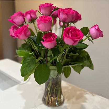 Long Stem Pink Rose Bouquet –  Cottage Floral Llc, Versailles MO