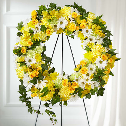 Golden Remembrance Wreath –  Cottage Floral Llc, Versailles MO