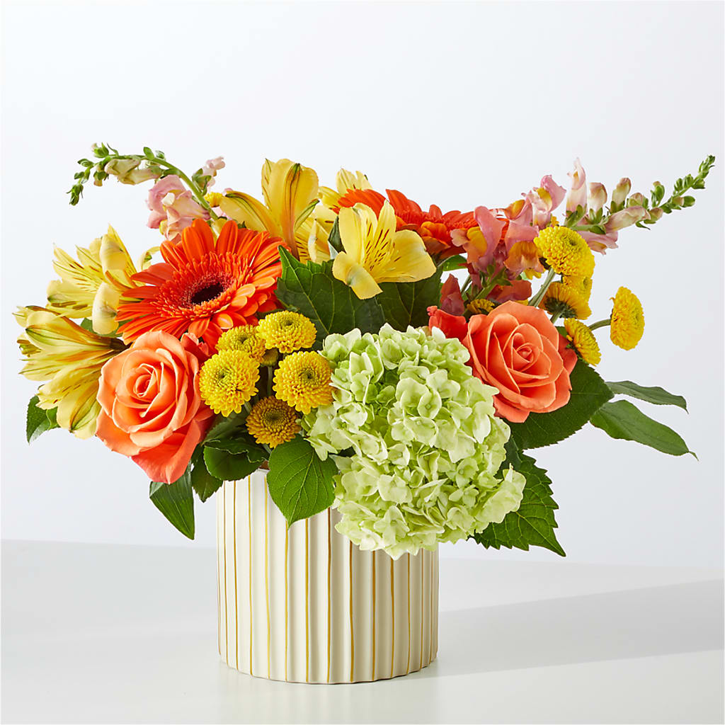 Autumn Sunshine Bouquet with Ivory Vase –  Cottage Floral Llc, Versailles MO