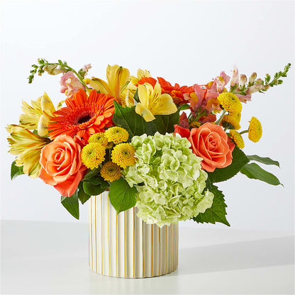 Autumn Sunshine Bouquet with Ivory Vase –  Cottage Floral Llc, Versailles MO