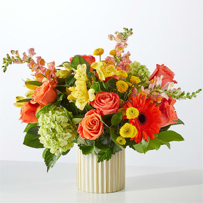 Autumn Sunshine Bouquet with Ivory Vase –  Cottage Floral Llc, Versailles MO