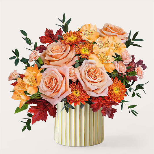 Spiced Latte Bouquet with Ivory Vase –  Cottage Floral Llc, Versailles MO