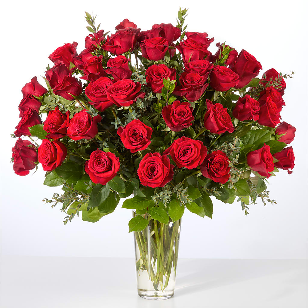 Forever Yours Fifty Stem Red Rose Bouquet –  Cottage Floral Llc, Versailles MO