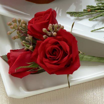 Red Spray Rose Boutonniere –  Cottage Floral Llc, Versailles MO